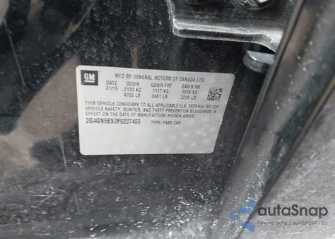 2015 Buick Regal Turbo/E-Assist Premium I из США, поврежденный, VIN 2G4GN5EX0F9207453